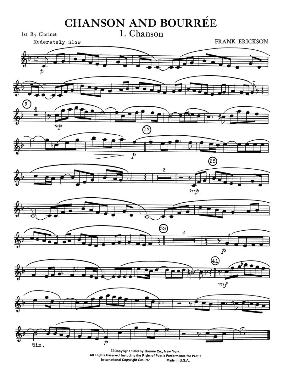 Chanson And Bourree - 1st Bb Clarinet