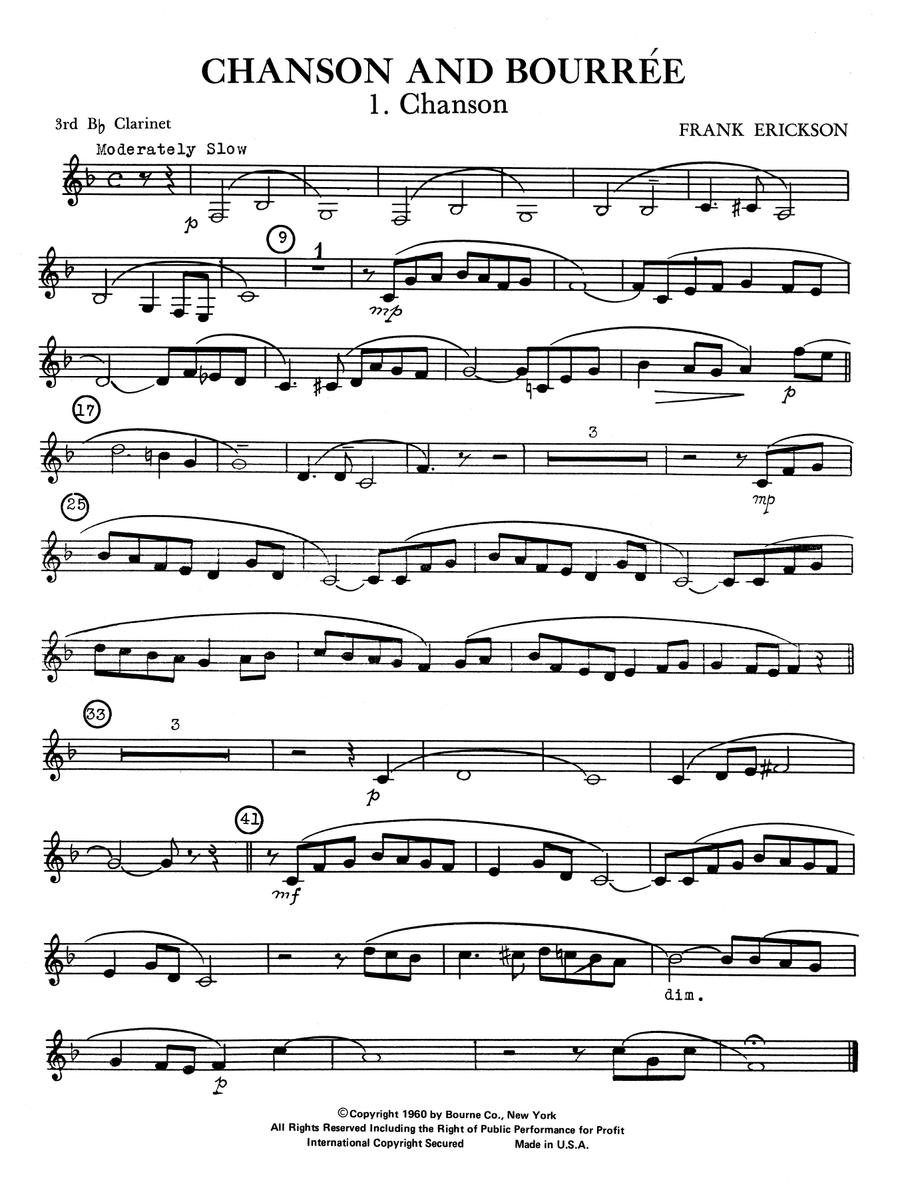 Chanson And Bourree - 3rd Bb Clarinet