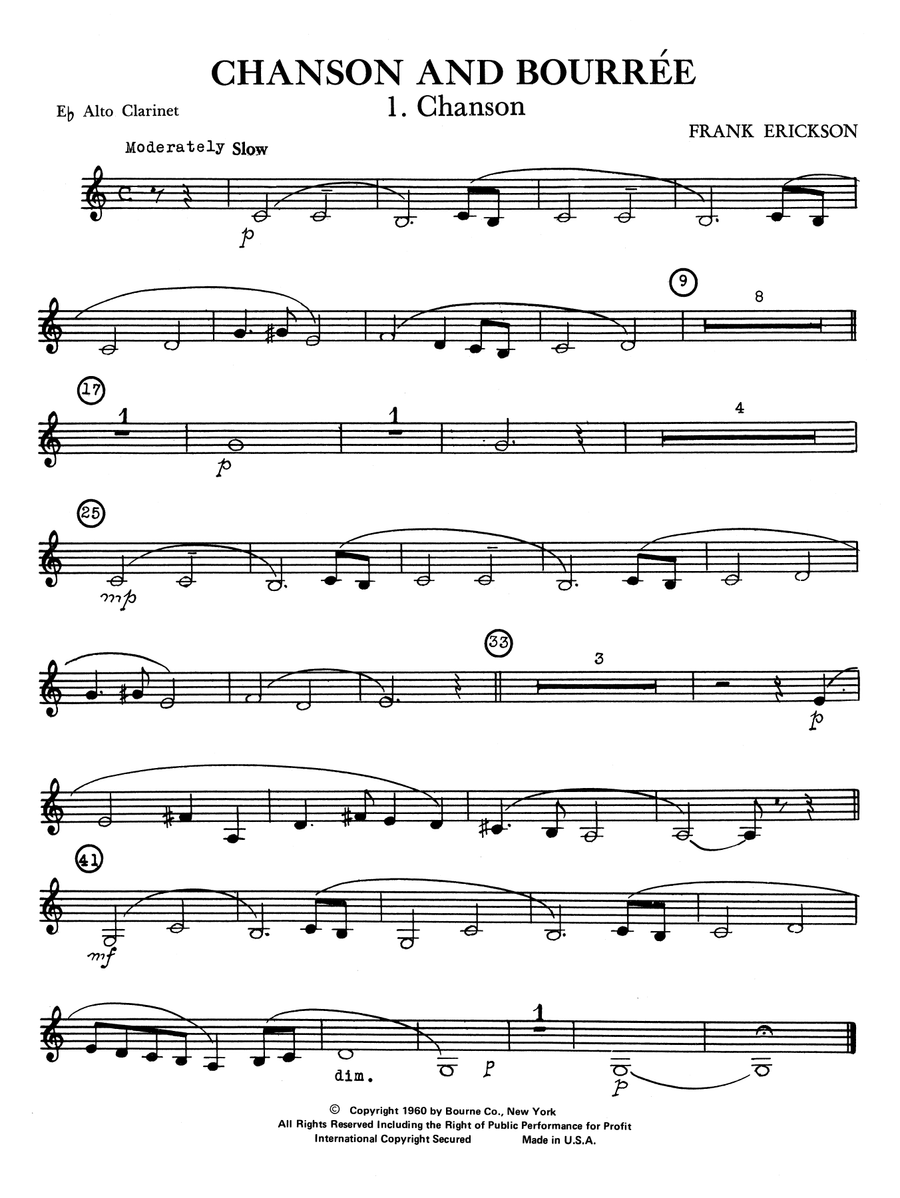 Chanson And Bourree - Eb Alto Clarinet