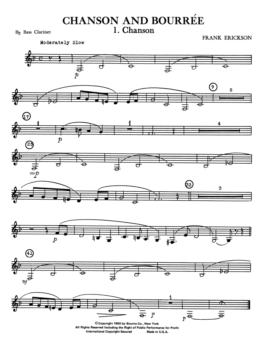 Chanson And Bourree - Bb Bass Clarinet