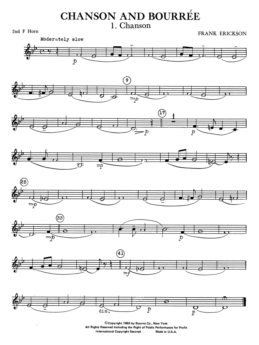Chanson And Bourree - 2nd F Horn