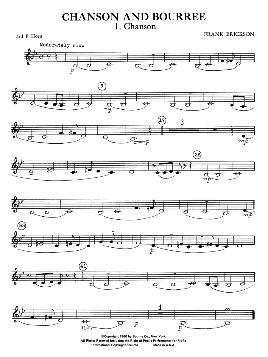 Chanson And Bourree - 3rd F Horn