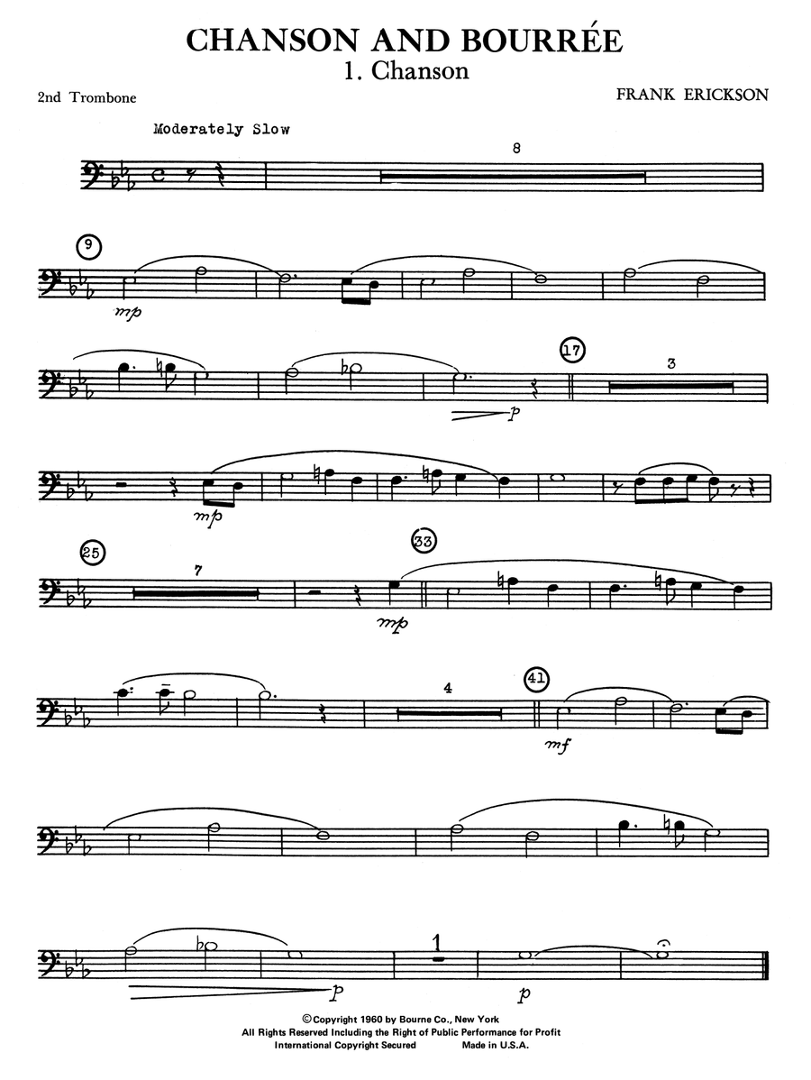 Chanson And Bourree - 2nd Trombone