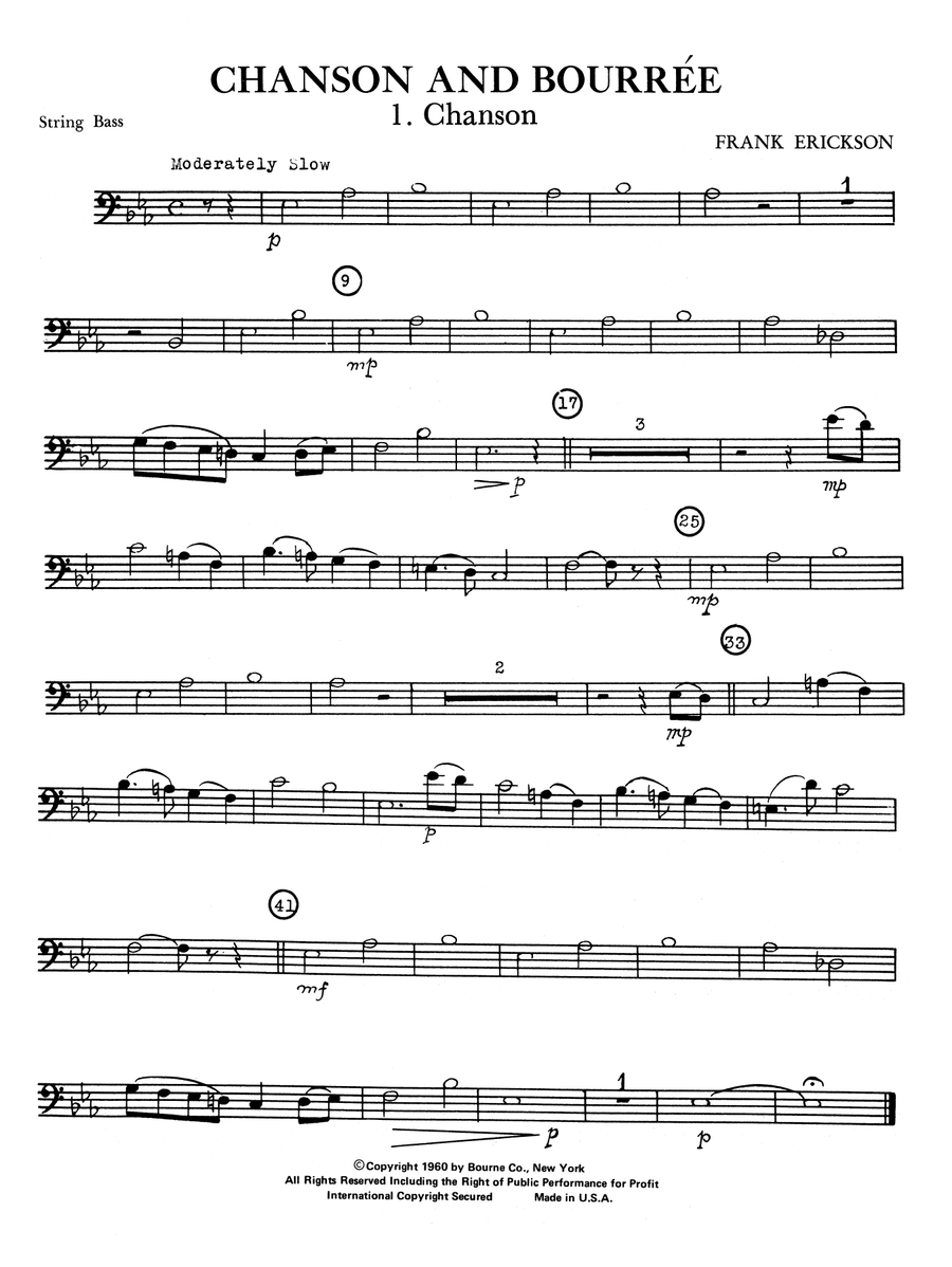 Chanson And Bourree - String Bass