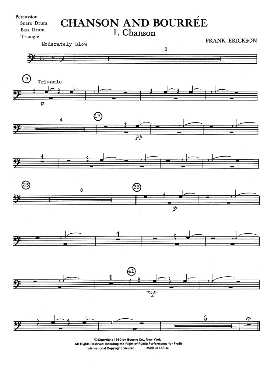 Chanson And Bourree - Percussion