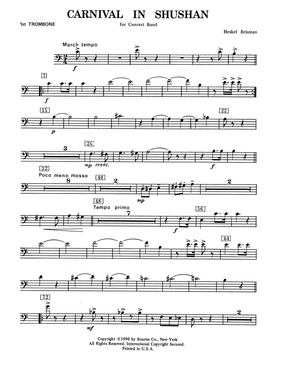Carnival In Shushan - 1st Trombone