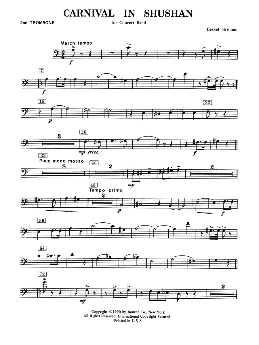 Carnival In Shushan - 2nd Trombone