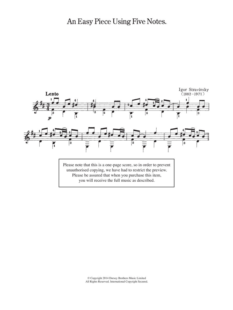 An Easy Piece Using Five Notes