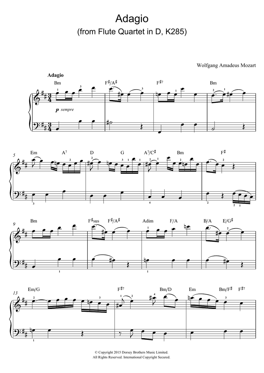 Adagio (from Flute Quartet In D, K285)