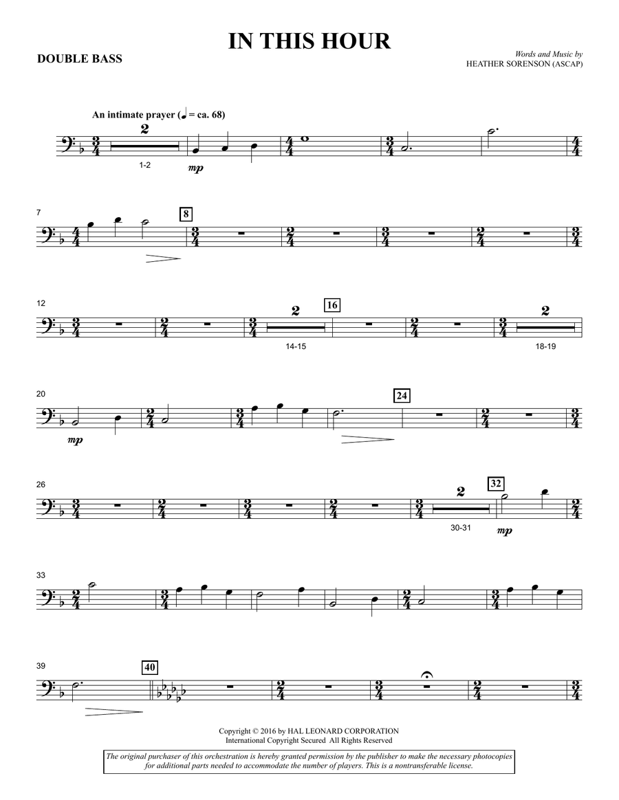 In This Hour - Double Bass