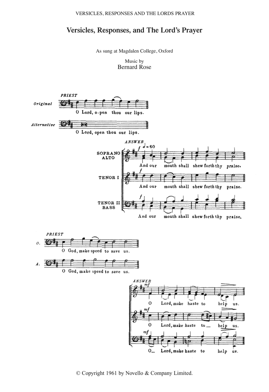 Versicles, Responses And The Lord's Prayer