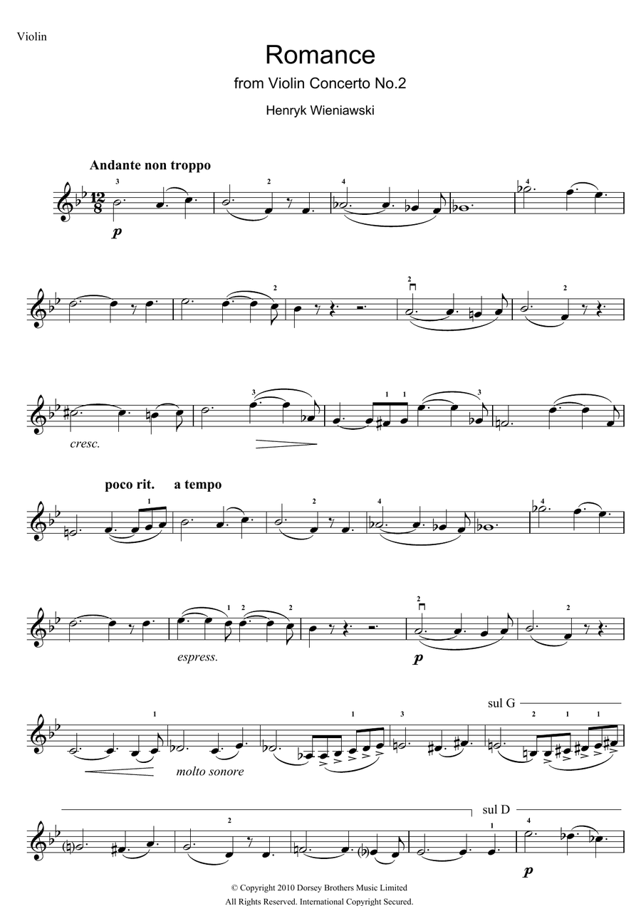 Romance From Violin Concerto, No.2
