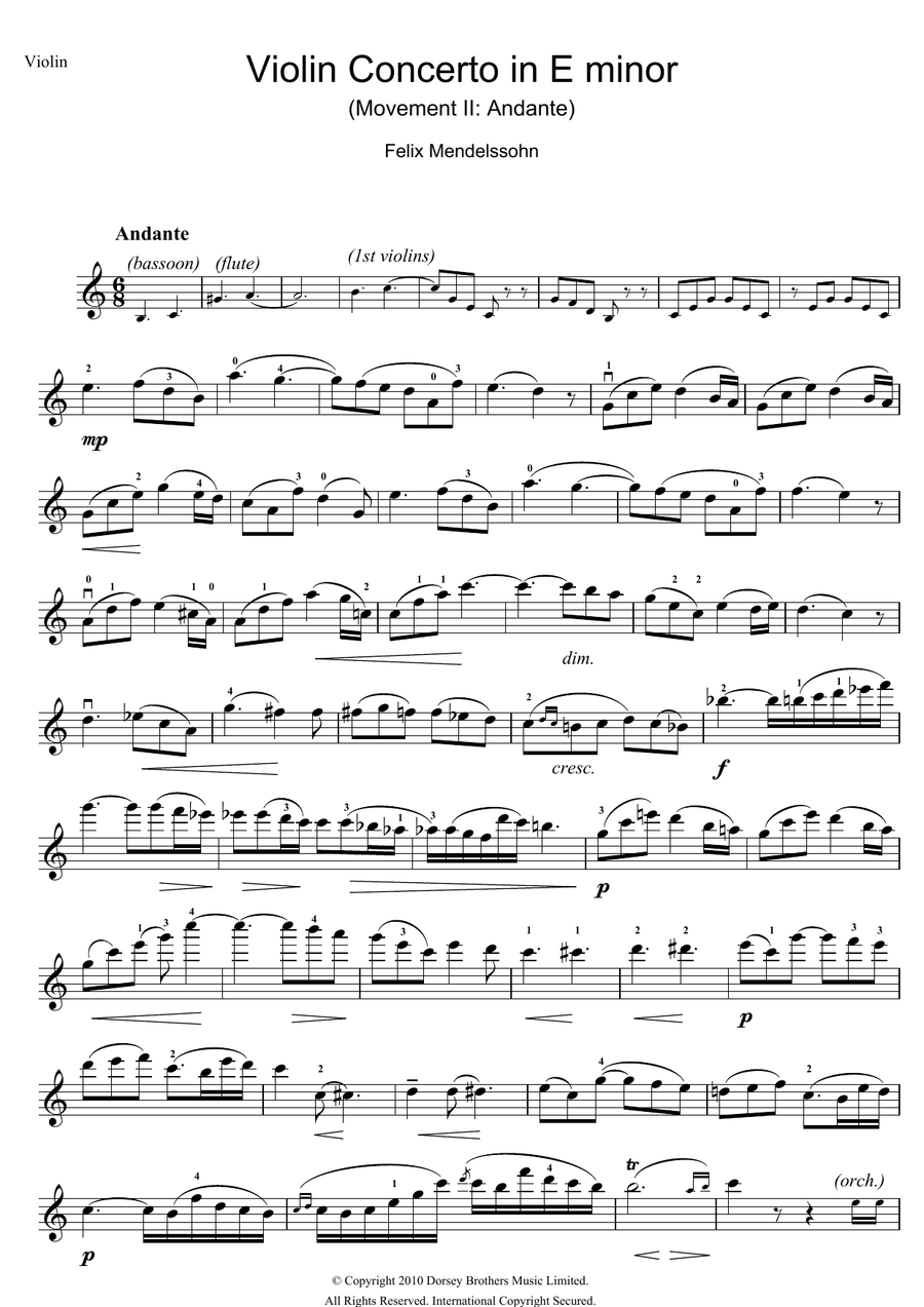 Violin Concerto In E Minor, 2nd Movement: Andante