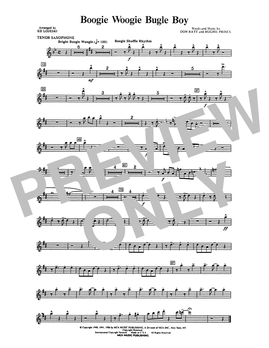 Boogie Woogie Bugle Boy - Tenor Sax 1