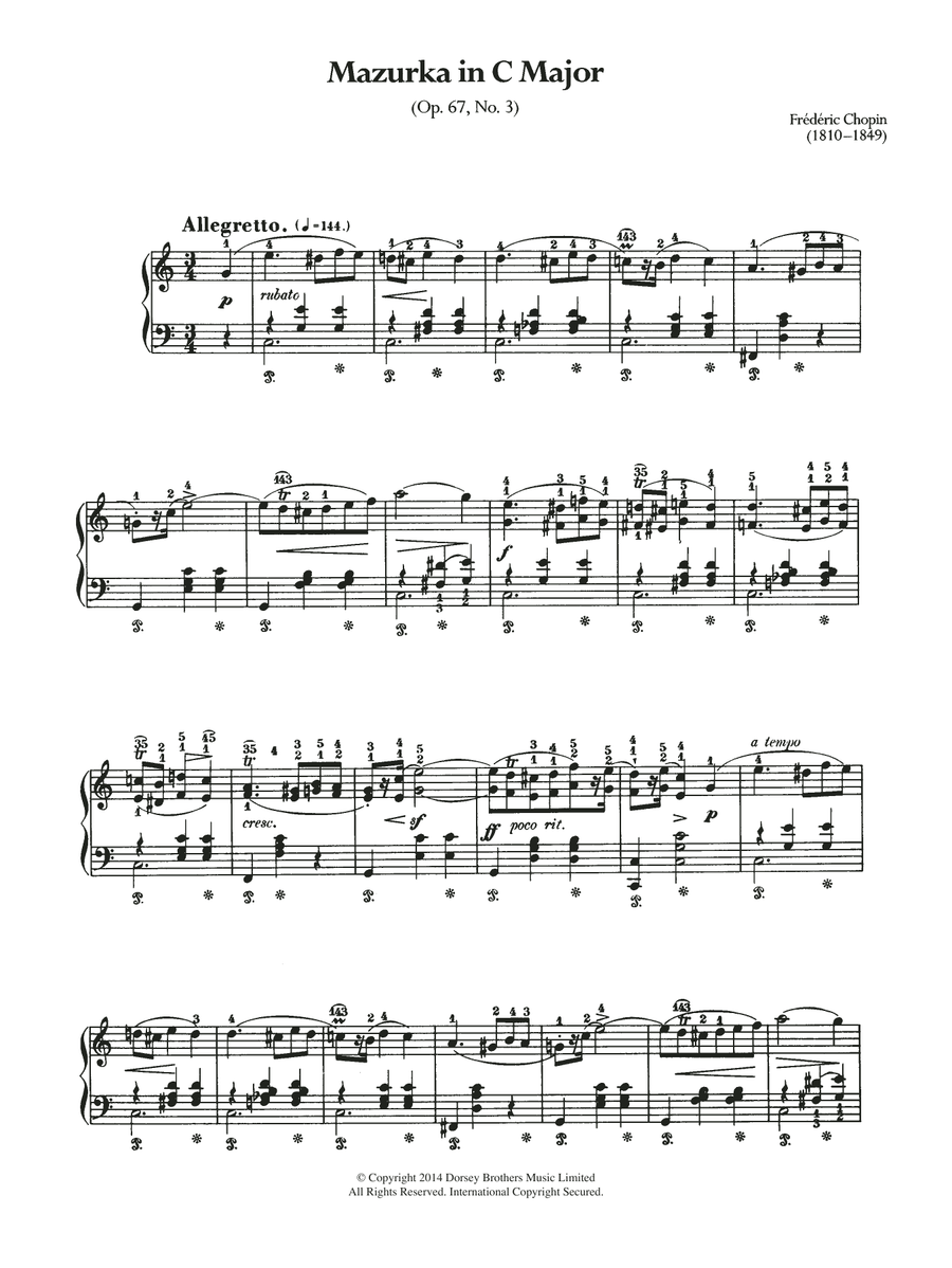 Mazurka In C Major, Op.67 No.3