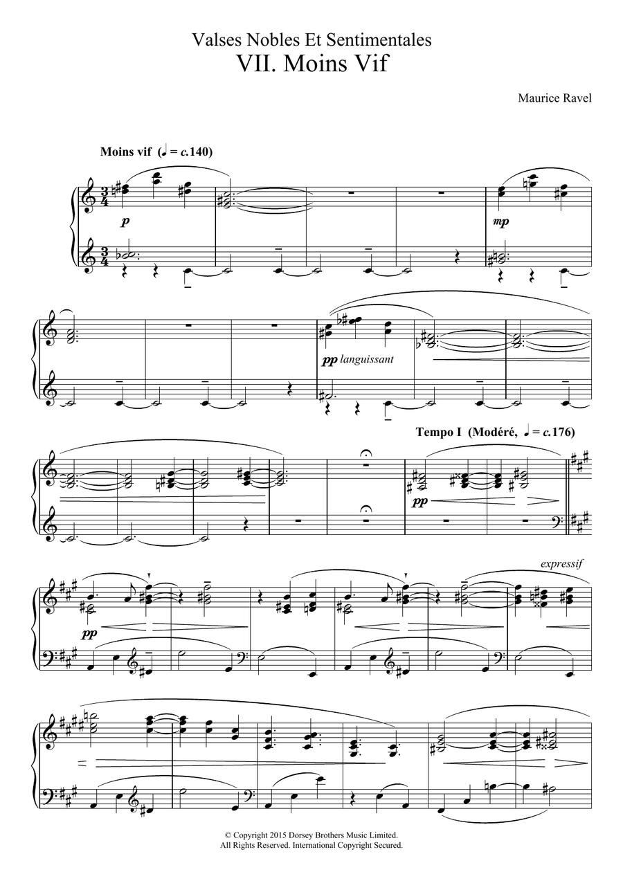 Valses Nobles Et Sentimentales - VII. Moins Vif