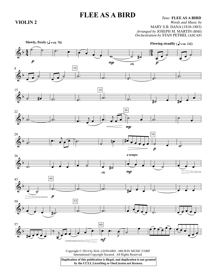 Flee As a Bird - Violin 2