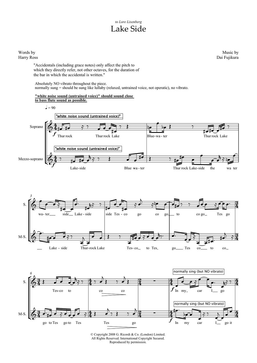 Lake Side (for mezzo-soprano)