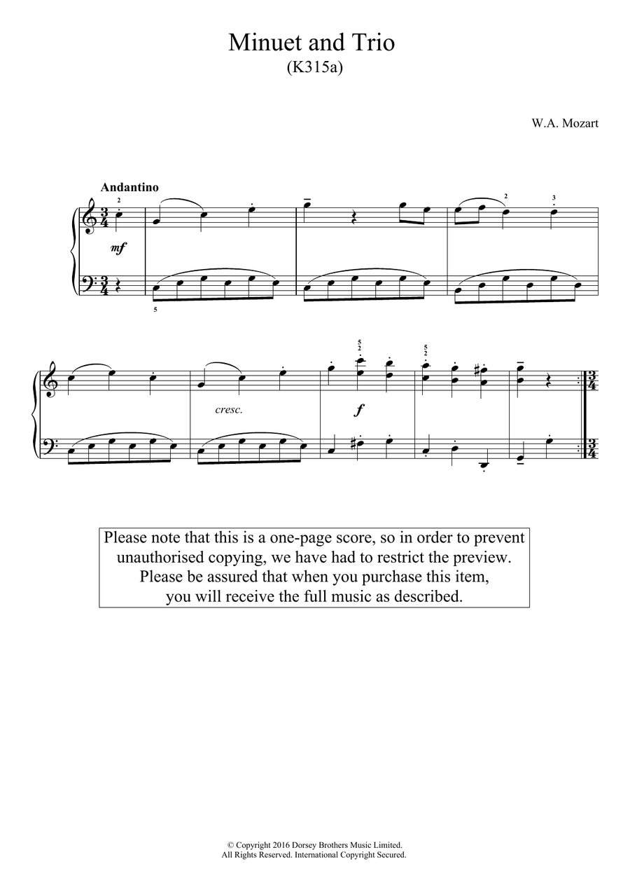 Minuet And Trio K.315a