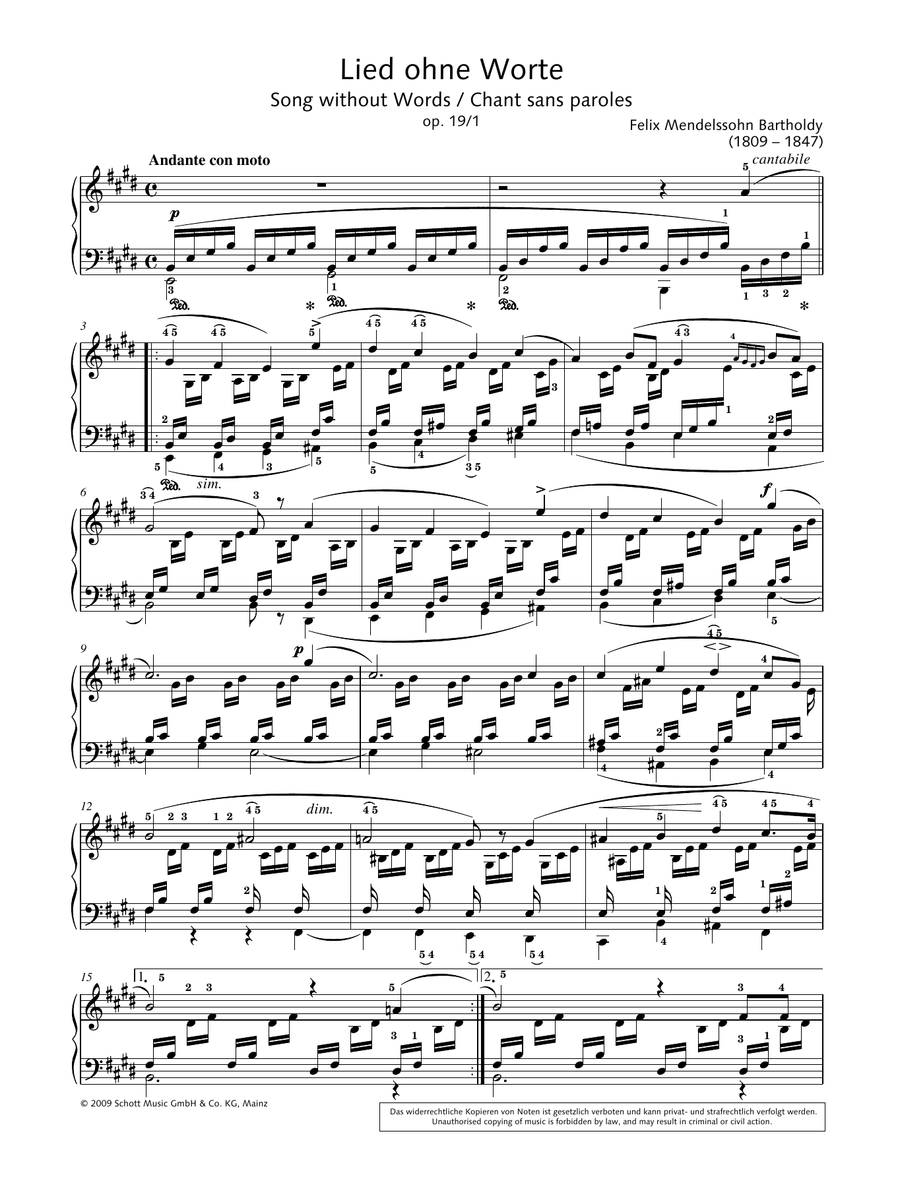 Song without Words in E major