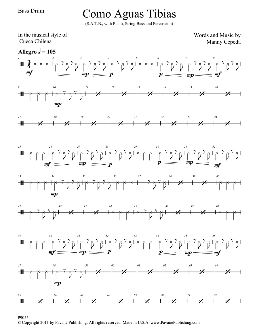 Como Aguas Tibias - Bass Drum