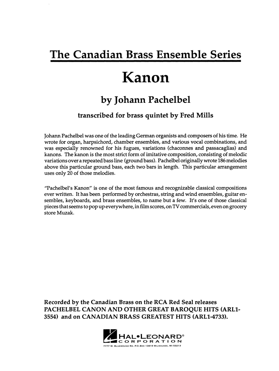 Kanon - Full Score