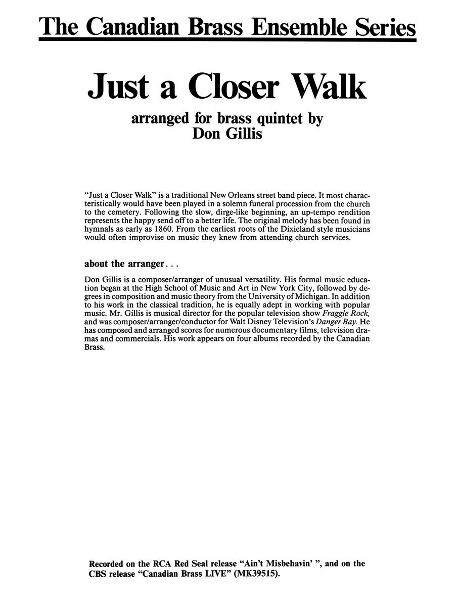 Just A Closer Walk With Thee - Full Score