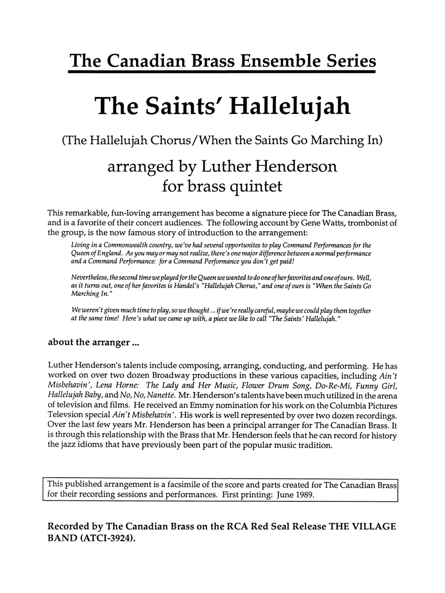 The Saints' Hallelujah - Full Score