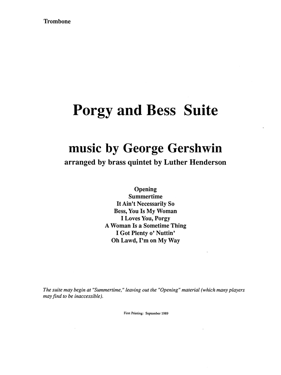 Porgy and Bess Suite - Trombone (B.C.)