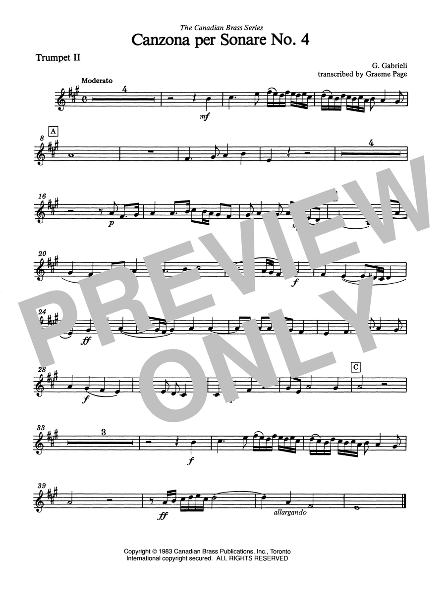 Canzona Per Sonare No. 4 - Bb Trumpet 2 (Brass Quintet)