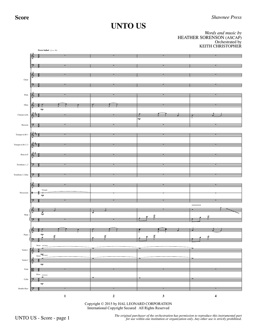 Unto Us - Full Score