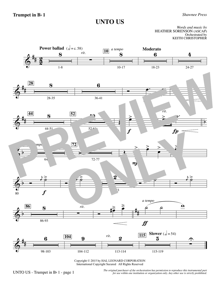 Unto Us - Bb Trumpet 1