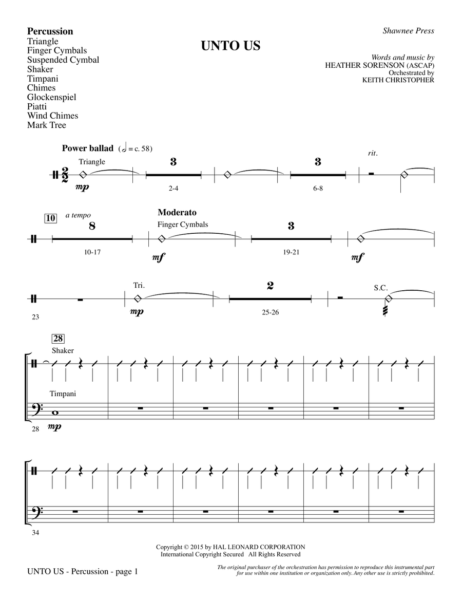 Unto Us - Percussion