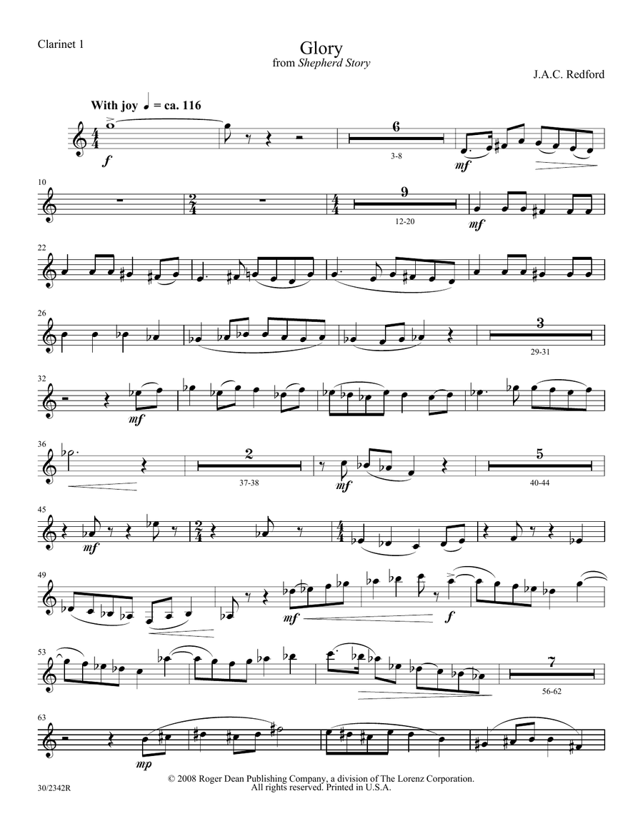 Glory - Bb Clarinet 1