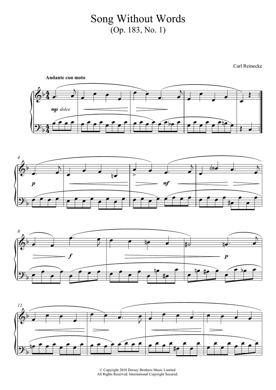 Song Without Words, Op. 183, No. 1