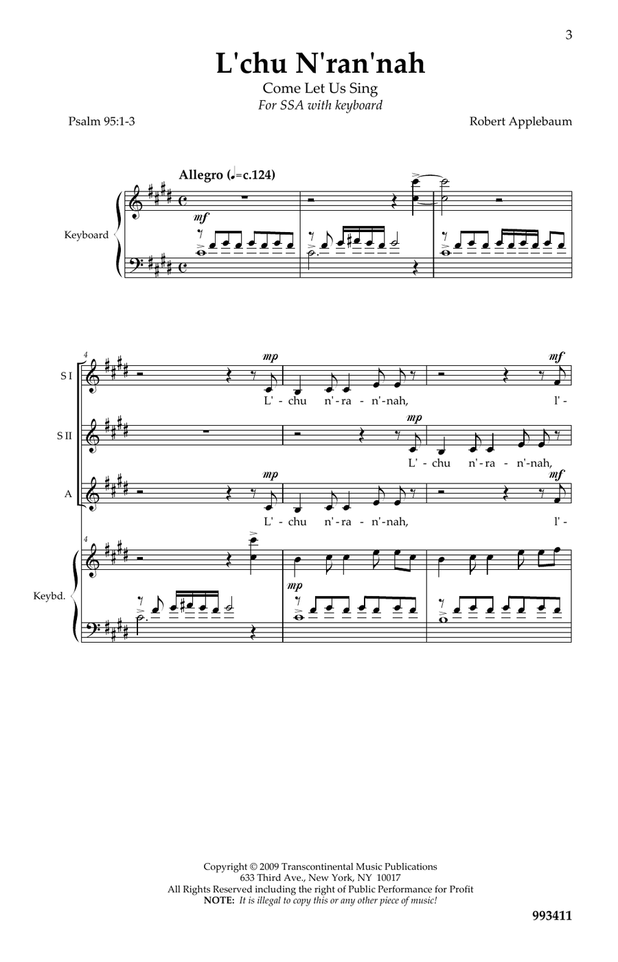 L'Chu N'Ran'Nah (Psalm 95: 1-3)