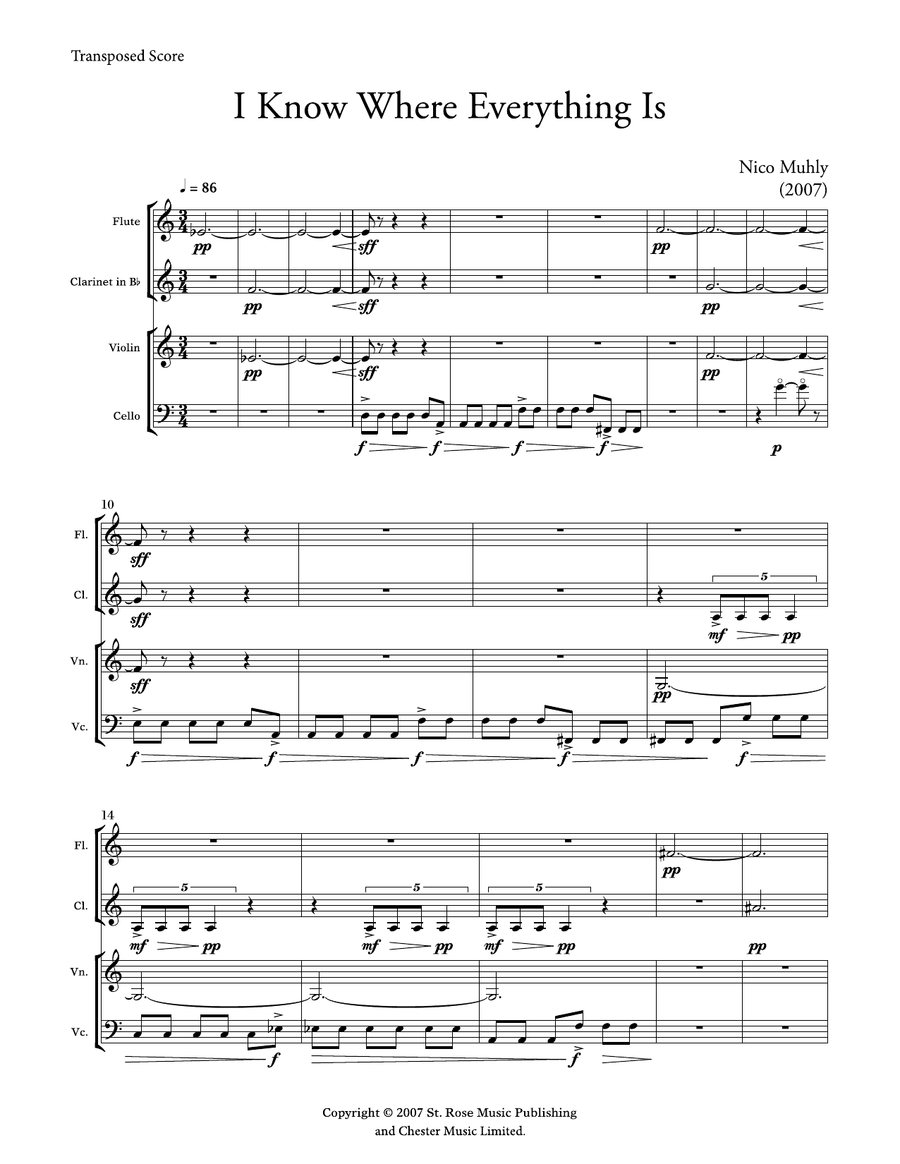 I Know Where Everything Is - Score