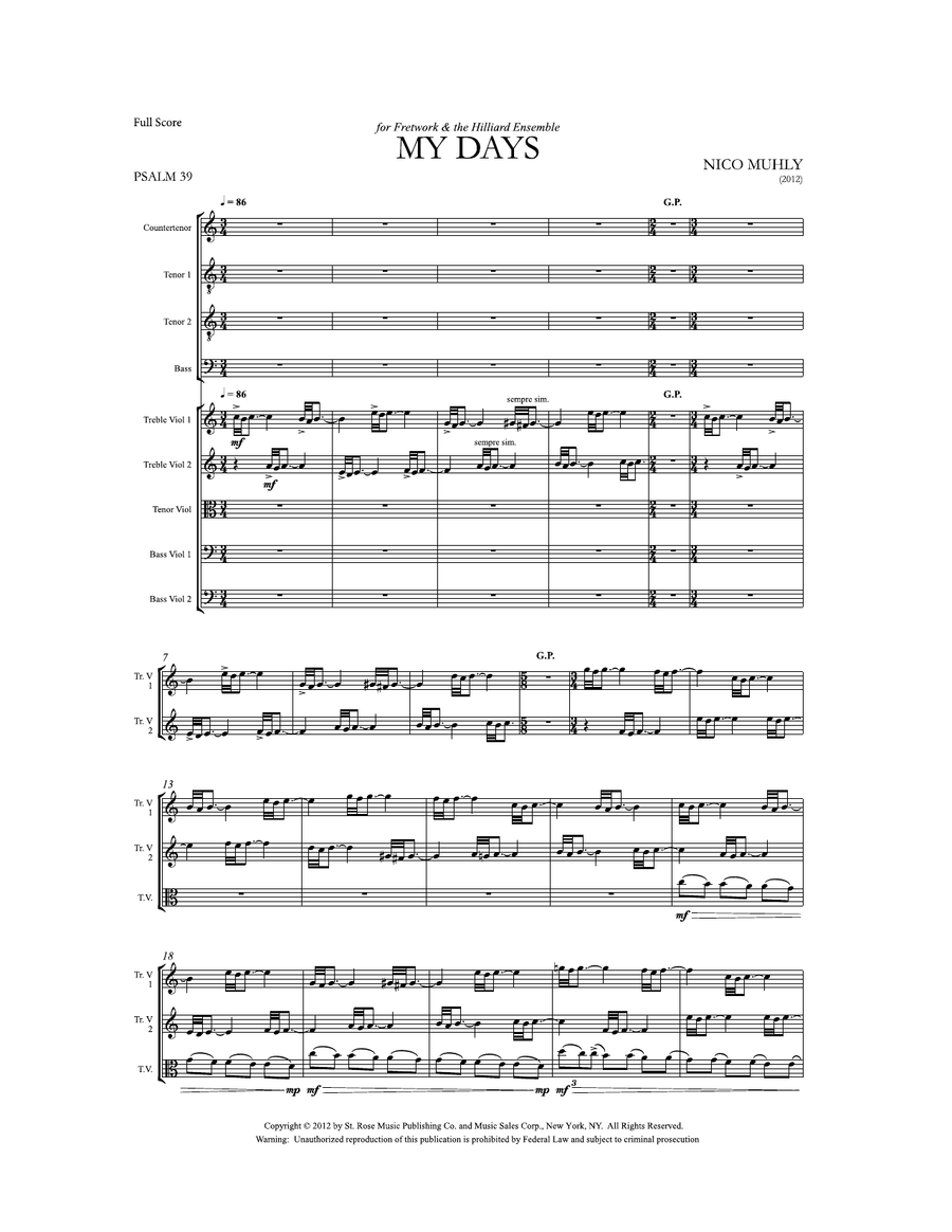 My Days - Score