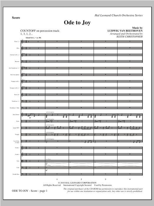 Ode To Joy (Does Not Match SATB 08752035) - Full Score