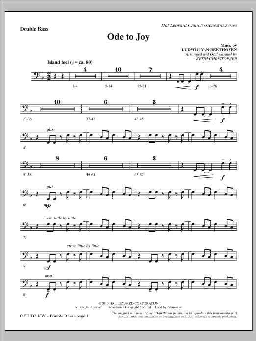 Ode To Joy (Does Not Match SATB 08752035) - Double Bass