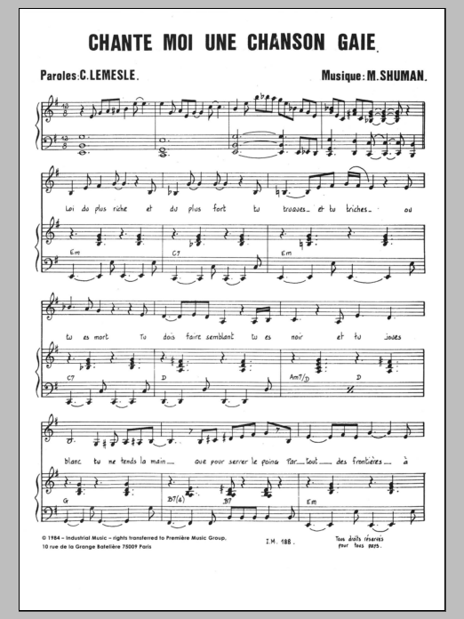 Chante Moi Une Chanson Gaie