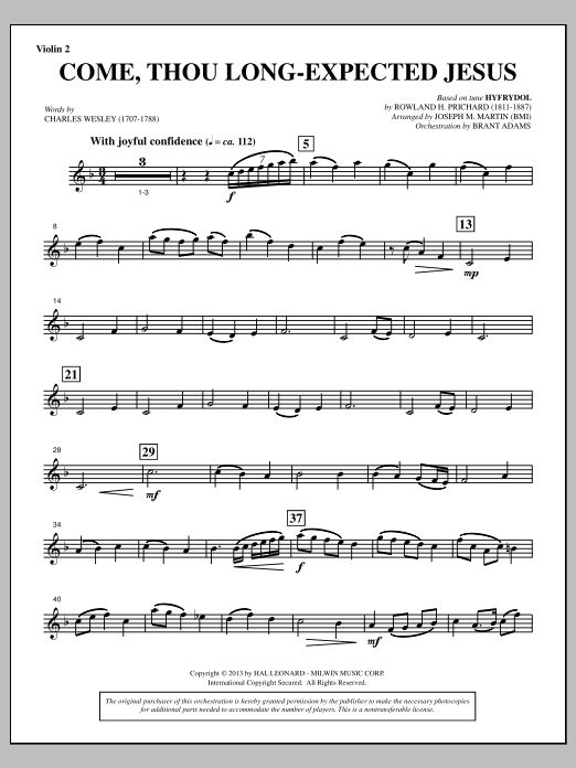 Come, Thou Long-expected Jesus (from A Symphony Of Carols) - Violin 2