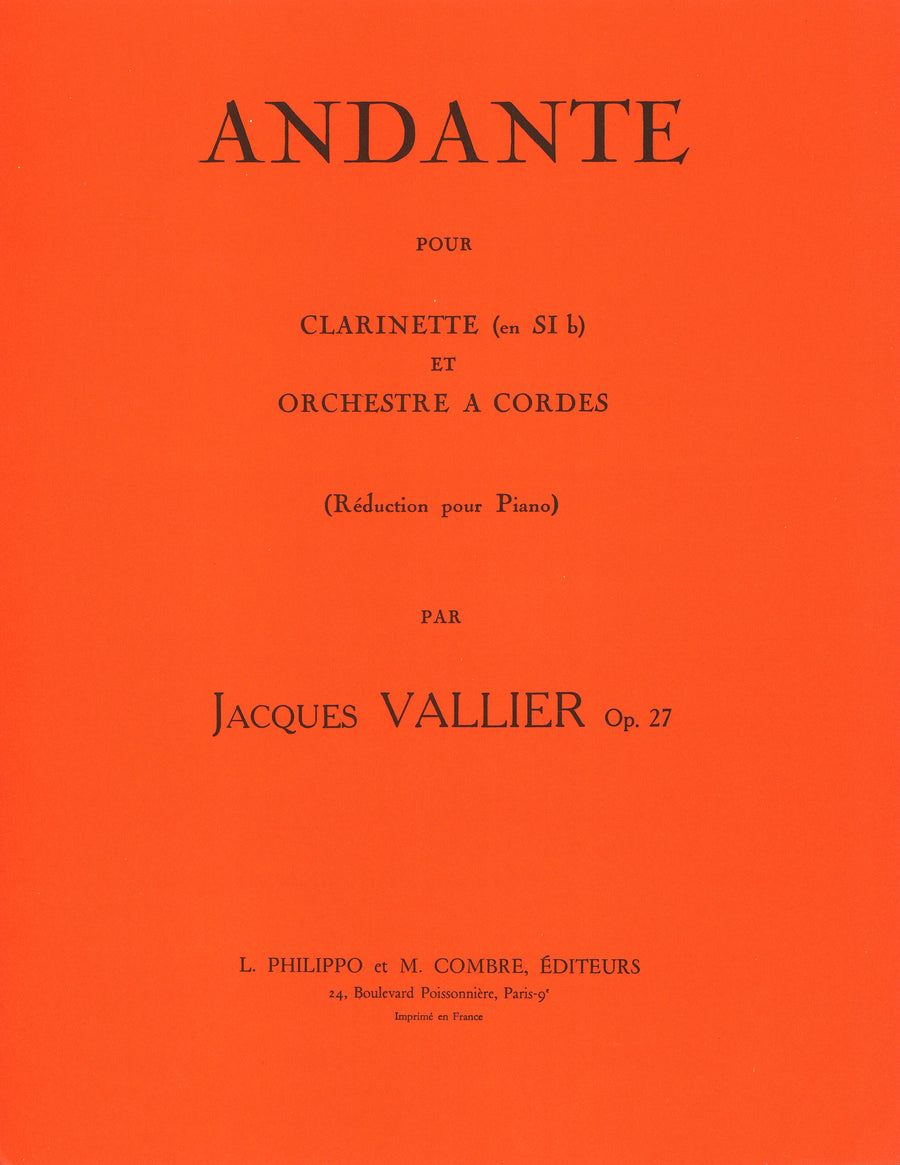 Andante Op.27 - partition clarinette, Jacques Vallier