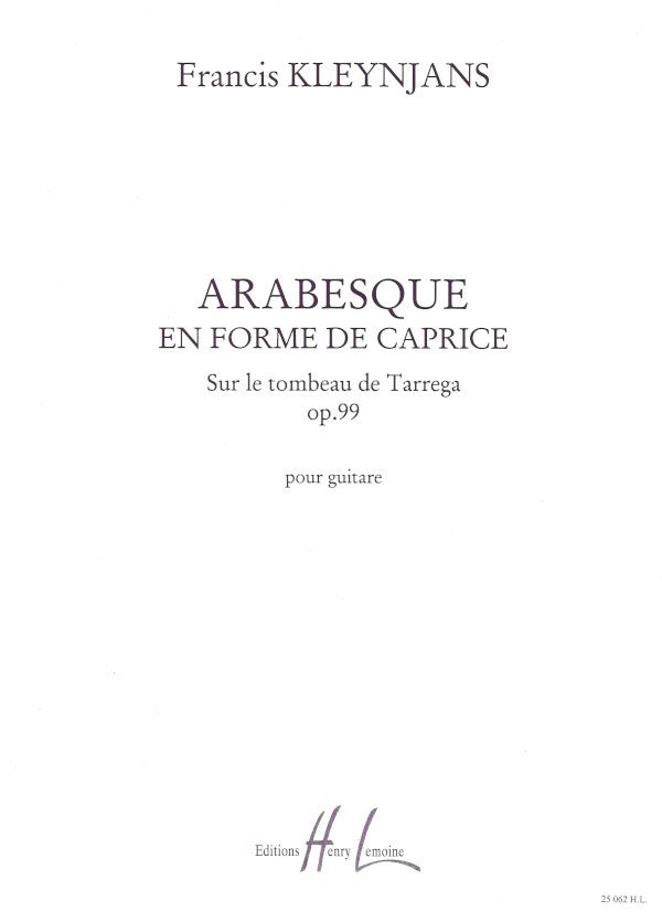 Arabesque en forme de caprice - partition guitare, Francis Kleynjans