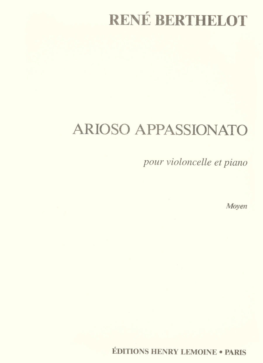 Arioso appassionato - partition violoncelle, René Berthelot