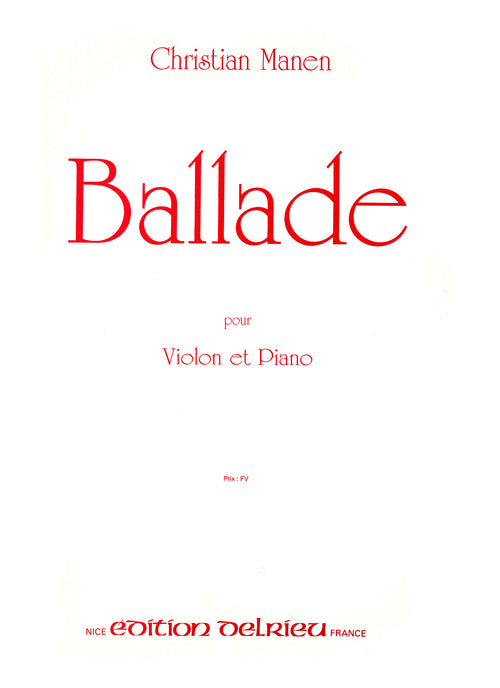 Ballade - partition violon, Christian Manen