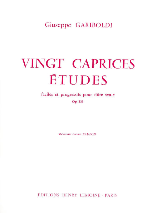 Caprices-études (20) Op.333 - méthode de flûte, Giuseppe Gariboldi
