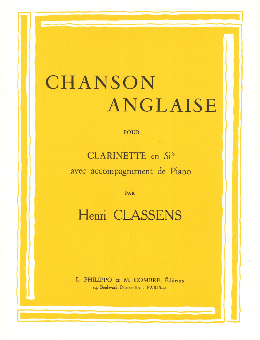 Chanson anglaise - partition clarinette, Henri Classens