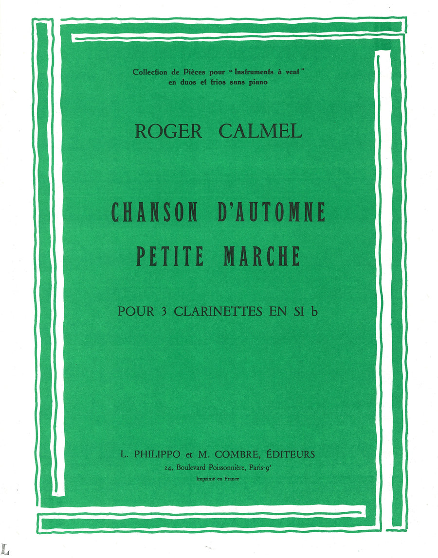 Chanson automne - petite marche - partition clarinette, Roger Calmel