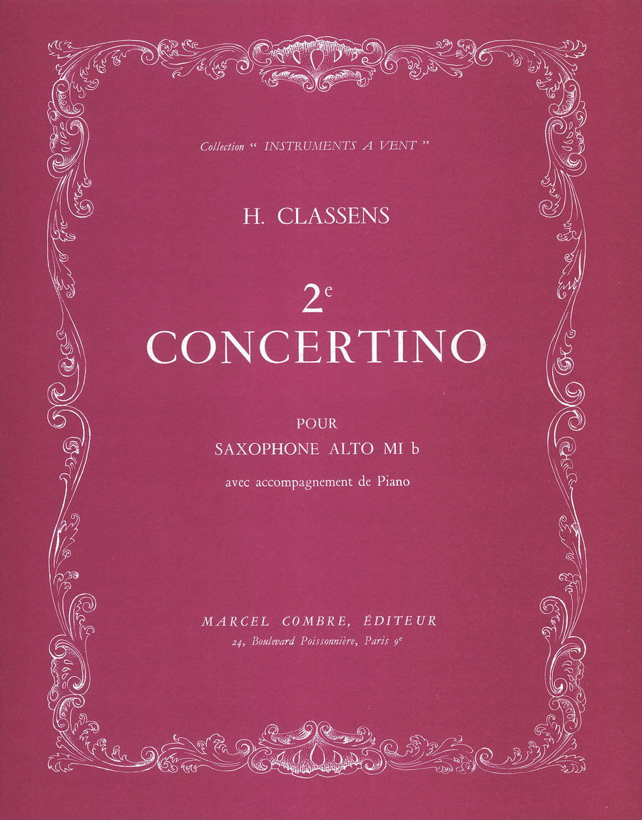 Concertino n°2 - partition saxophone, Henri Classens